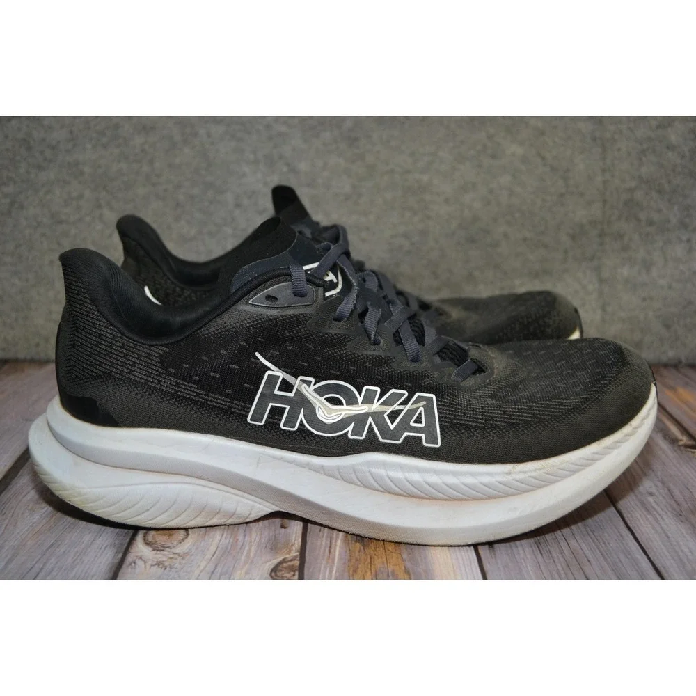 Hoka‎ One One Mach 6 Shoes Mens 11D Black White Running Sneakers 1147790 BWHT